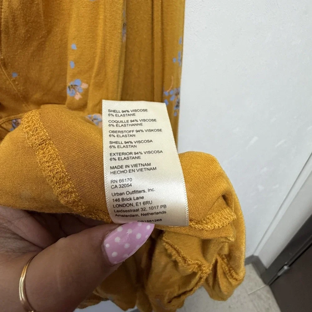 Free People Olivia Printed Tunic Dress Marigold Size Large Boho Babydoll - Picture 8 of 9